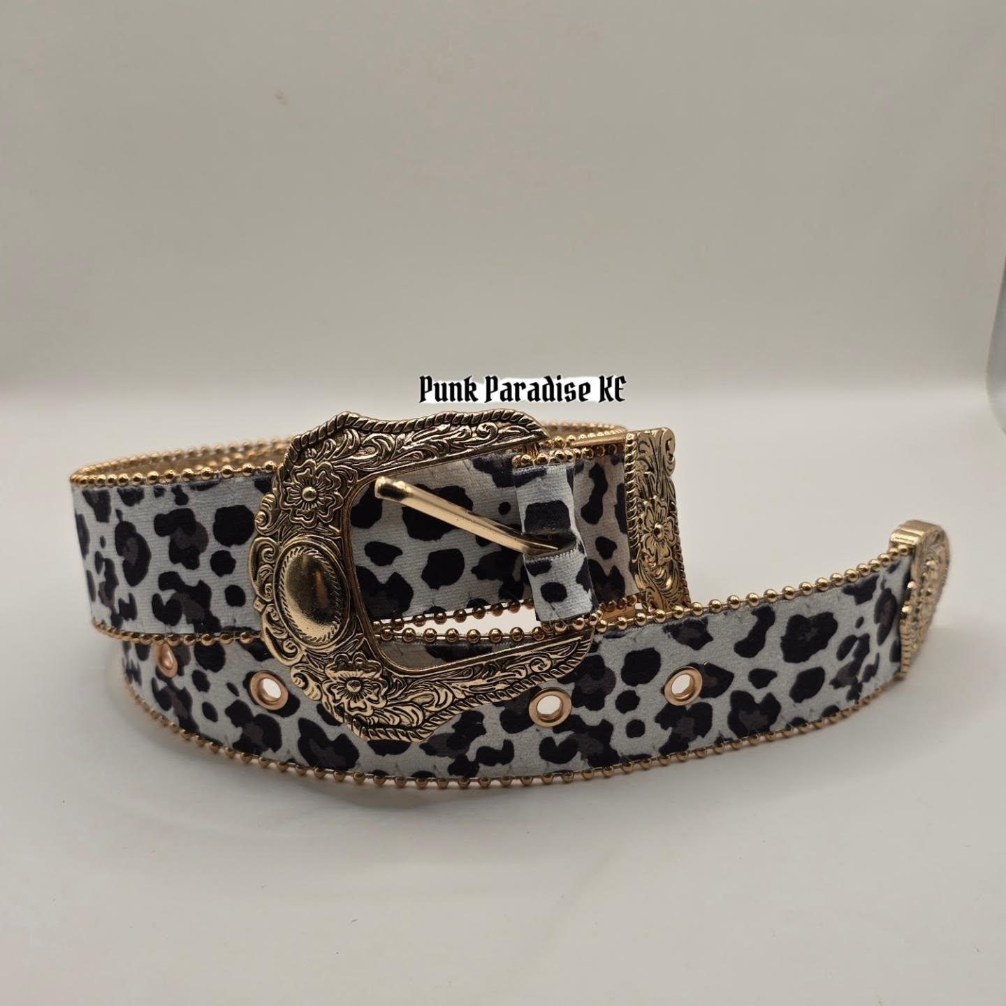 Vintage gold cow print Belt